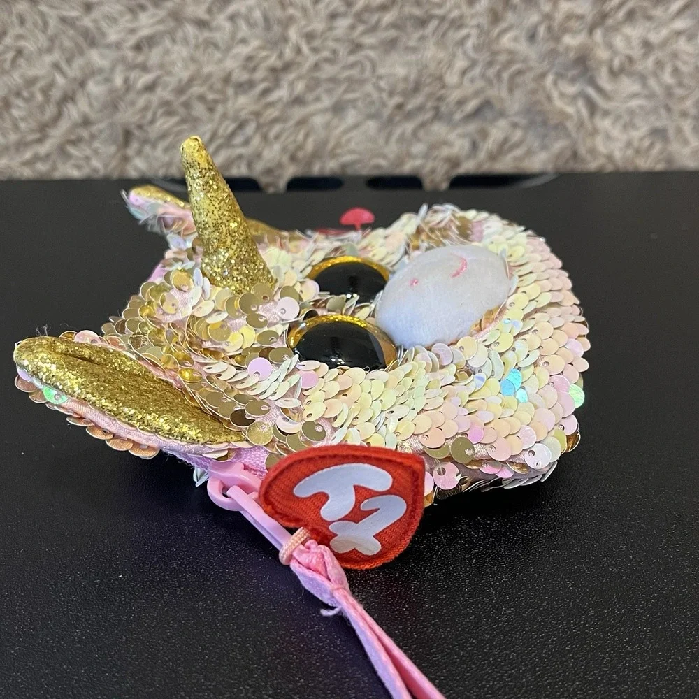 TY Wristlet Coin Purse Beanie Boos Color Changing Sequins FANTASIA Unicorn
